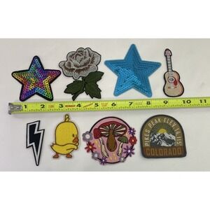 Unbranded Mixed Decorative Patches 8pc Multicolor Excellent Sequin Embroidered